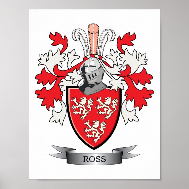 Ross Family Crest Coat of Arms Poster (Front)