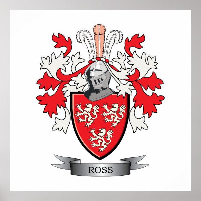 Ross Family Crest Coat of Arms Poster (Front)
