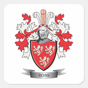 Ross Family Crest Coat of Arms Square Sticker