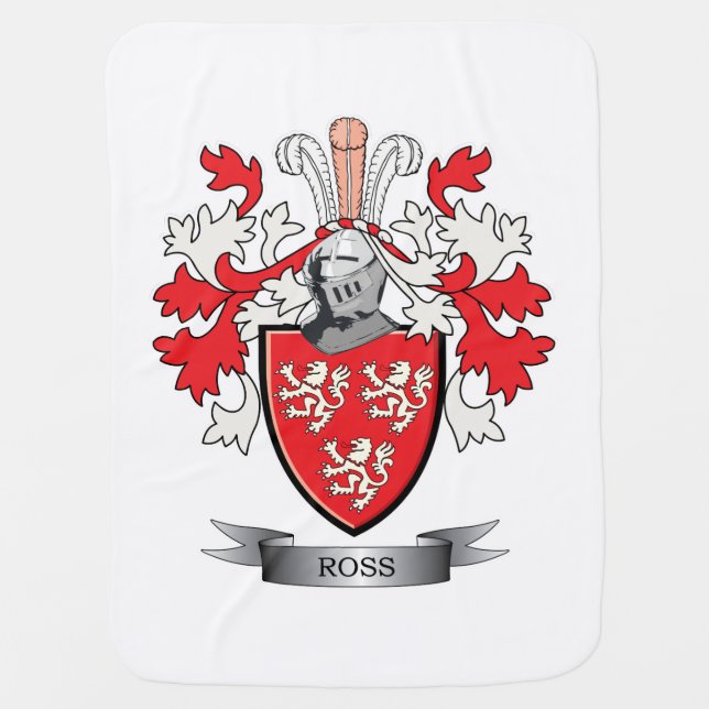 Ross Family Crest Coat of Arms Swaddle Blanket (Front)