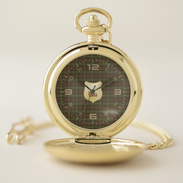 Ross Hunting Weathered Original Scottish Tartan  Pocket Watch (Inside)
