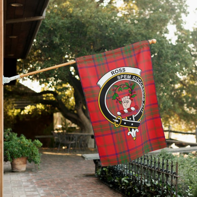 Ross Modern Tartan Flag Clan Badge (In SItu)