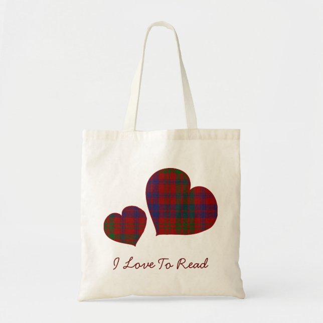Ross Plaid Hearts Canvas Tote Bag (Front)