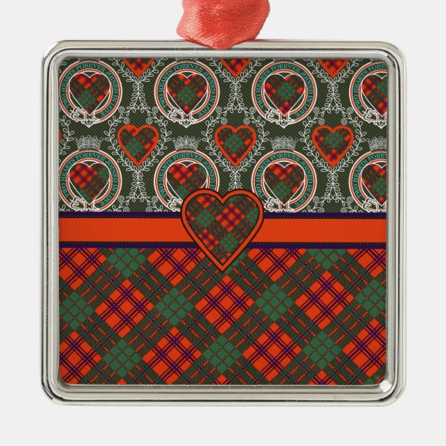 Ross Scottish Tartan Metal Ornament (Front)