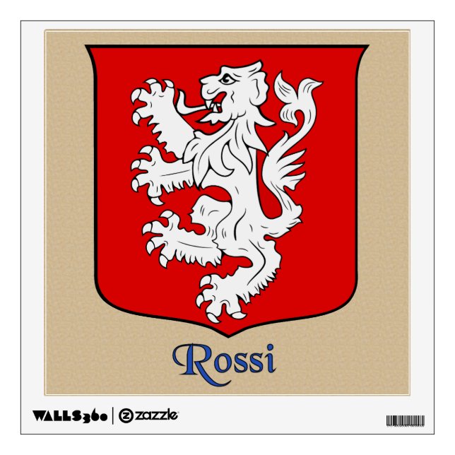 Rossi Historical Shield on Burlap Style Wall Sticker (Front)