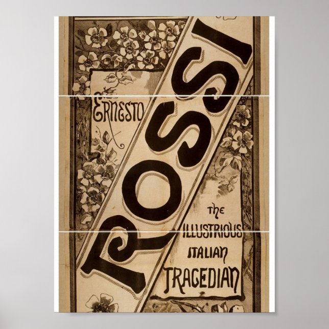 Rossi, 'Italian Tragedian' Retro Theater Poster (Front)