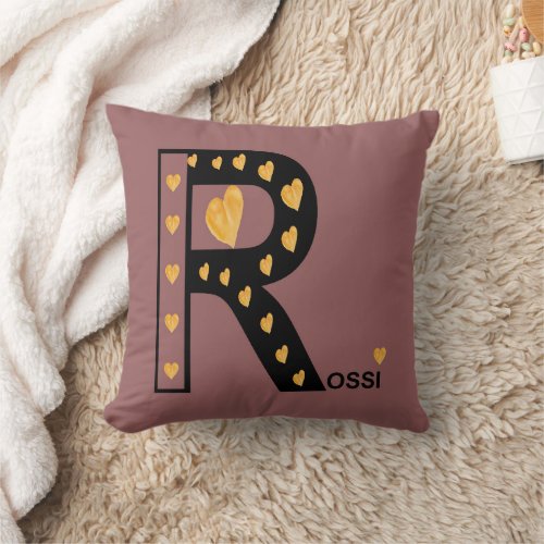 Rossi Love II on BrownGoldBlack Throw Pillow