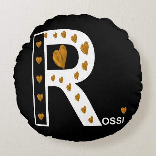 Rossi Round on GoldWhiteBlack Round Pillow
