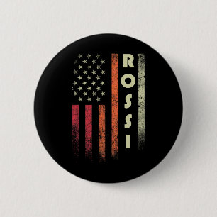 Rossi Surname Funny Retro Vintage Birthday America Button
