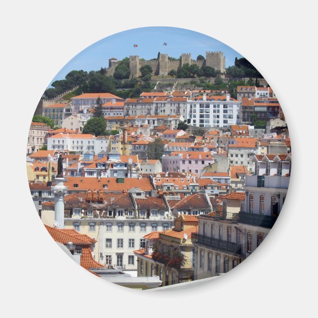 Rossio and Colina do Castelo, Lisbon, Portugal Magnet (Front)
