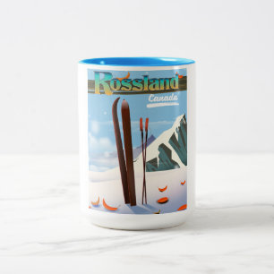 Rossland Canada travel poster. Two-Tone Coffee Mug