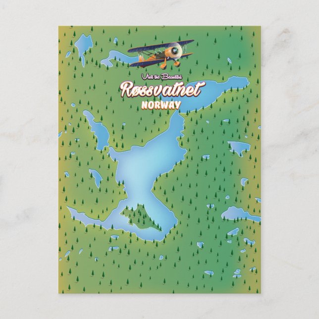 Røssvatnet Norway lake map art print. Postcard (Front)