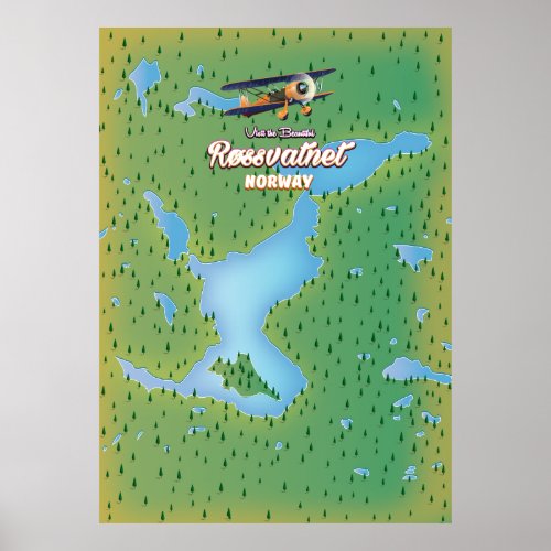 Rssvatnet Norway lake map art print Poster