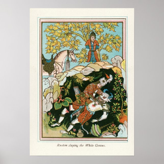 Rostam slaying the White Genie Poster (Front)