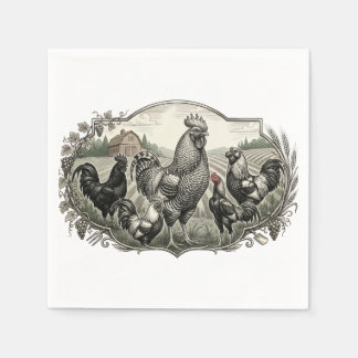 Roster in the farm napkins