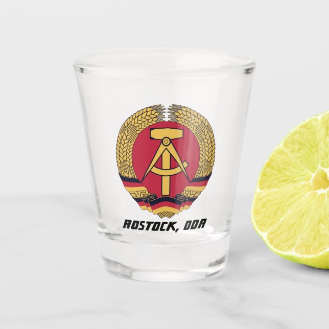 Rostock, DDR, Rostock, Socialist East Germany Shot Glass (Front)