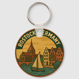 Rostock Germany Sailboat Art Keychain