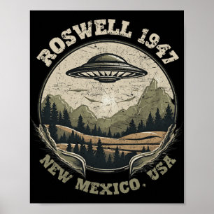 Roswell 1947 Abduction New Mexico Ufo Vintage Alie Poster