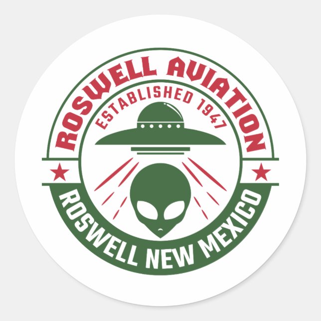 Roswell Aviation Established 1947 Classic Round Sticker (Front)