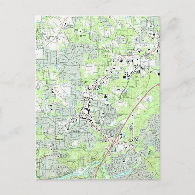 Roswell Georgia Map (1992) Postcard (Front)