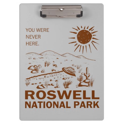 Roswell National Park UFO Flying Saucer Aliens Art Clipboard