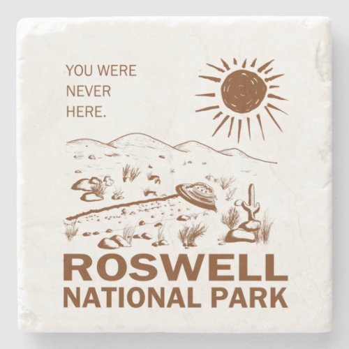 Roswell National Park UFO Flying Saucer Aliens Stone Coaster