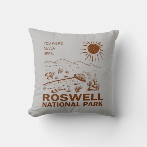 Roswell National Park UFO Flying Saucer Aliens T_S Throw Pillow