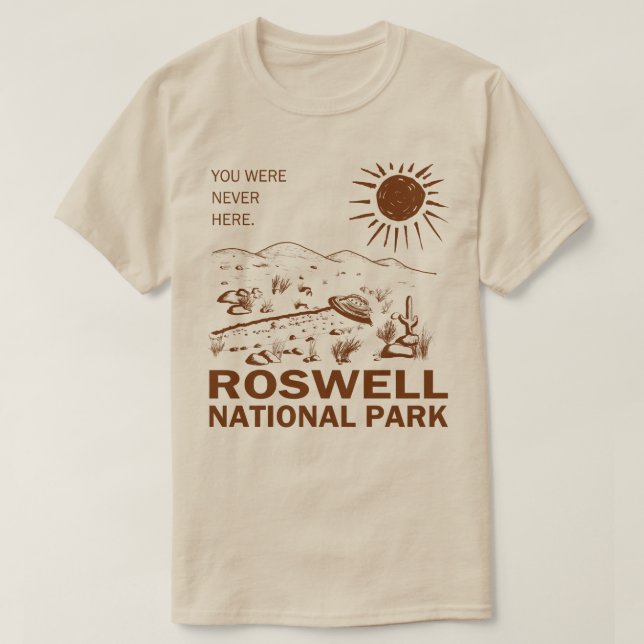 Roswell National Park UFO Flying Saucer Aliens T-Shirt (Design Front)