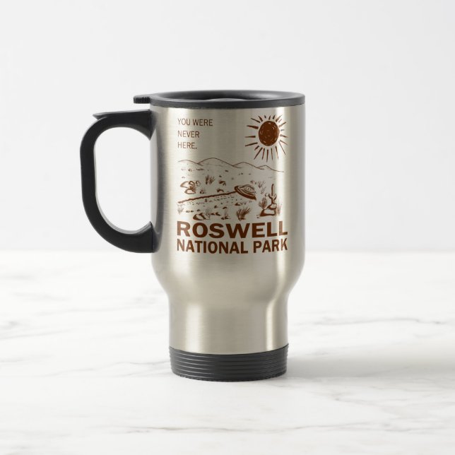 Roswell National Park UFO Flying Saucer Aliens Travel Mug (Left)