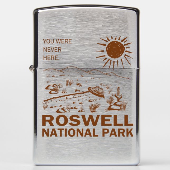 Roswell National Park UFO Flying Saucer Aliens Zippo Lighter (Front)