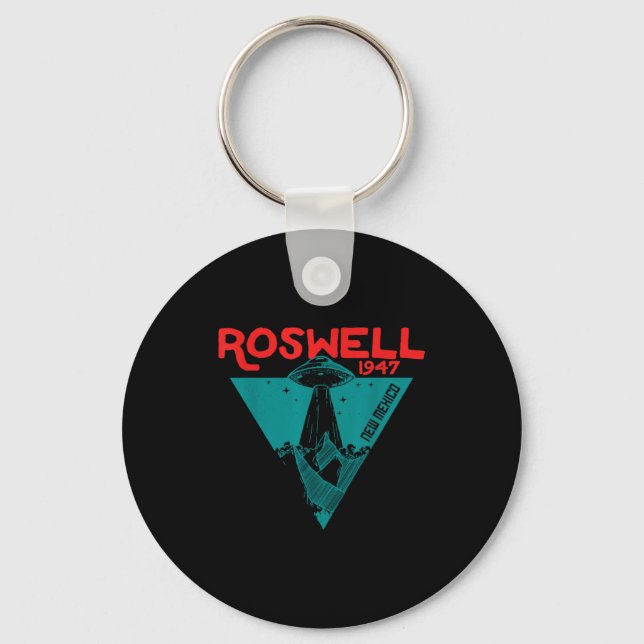 Roswell New Mexico 1947 Ufo Beam Flying Road Vinta Keychain (Front)