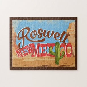 Roswell New Mexico Cartoon Desert Vintage Travel Jigsaw Puzzle