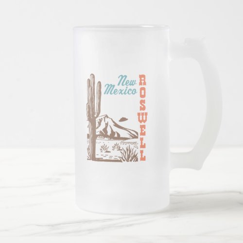 Roswell New Mexico Frosted Glass Beer Mug