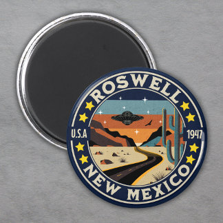 Roswell New Mexico Nostalgic UFO Backdrop Magnet