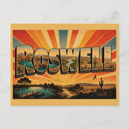 Roswell New Mexico Sinkhole Lakes Desert River Art Postcard