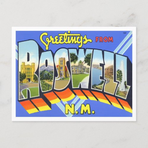 Roswell New Mexico Vintage Big Letters Postcard