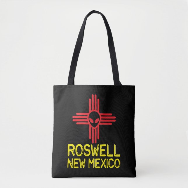 Roswell New Mexico Zia Alien Head Tote Bag (Front)
