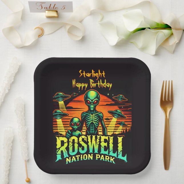 Roswell Park: Where UFOs Hover! Paper Plates (Wedding)