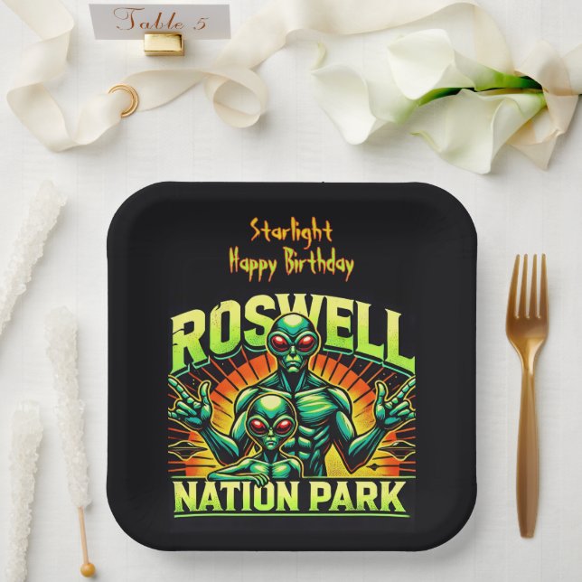 Roswell’s Alien Encounter Park Awaits! Paper Plates (Wedding)