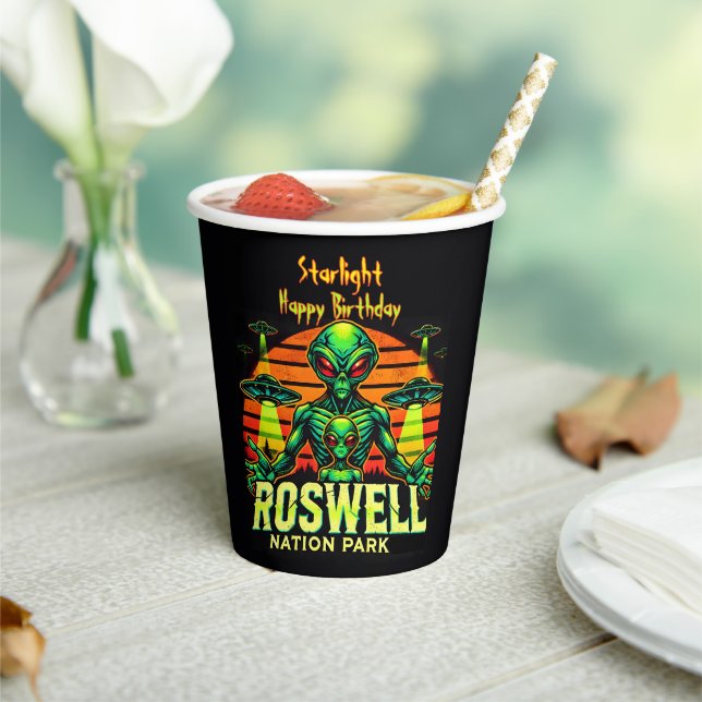 Roswell’s Cosmic Getaway Awaits You! Paper Cups (Insitu)