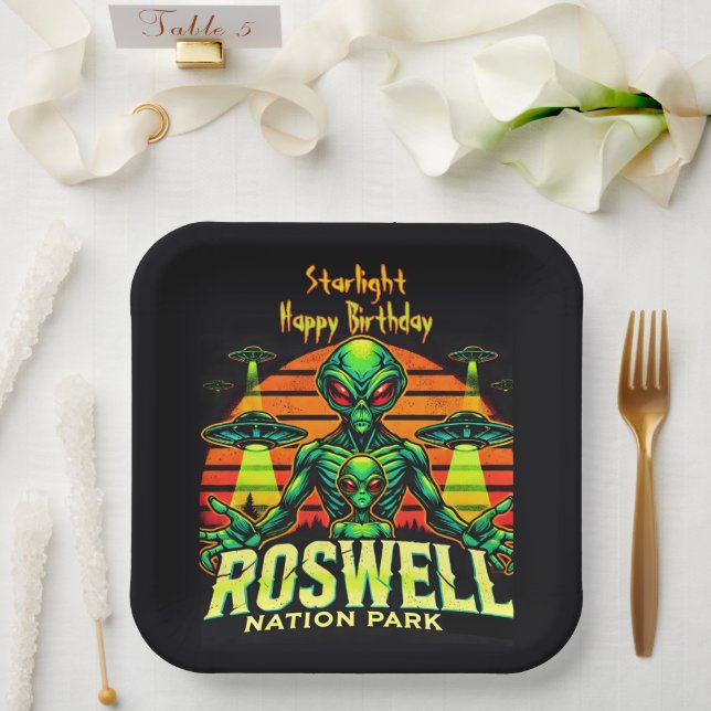 Roswell’s Cosmic Getaway Awaits You! Paper Plates (Wedding)