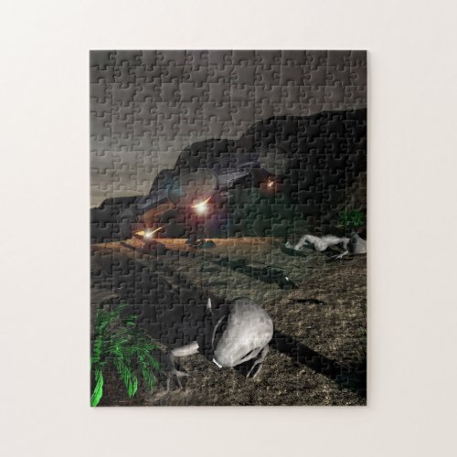 Roswell UFO Crash at night Jigsaw Puzzle