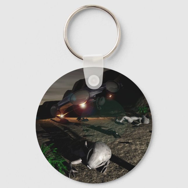 Roswell UFO Crash at night Keychain (Front)