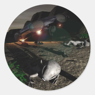 Roswell UFO Crash at night Sticker
