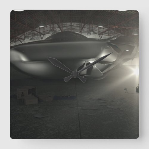 Roswell UFO Hangar Square Wall Clock