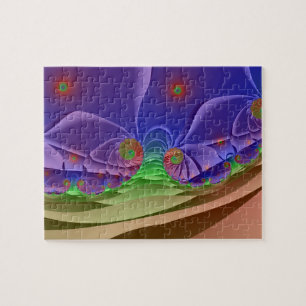 Roswellian Landscape Rainbow Fractal Art Jigsaw Puzzle