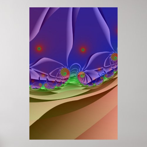 Roswellian Landscape  Rainbow Fractal Art Poster