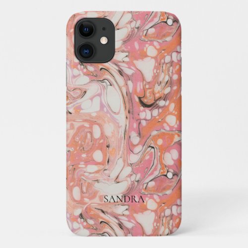 Rosy  Abstract Water Marble Pattern Personalized iPhone 11 Case