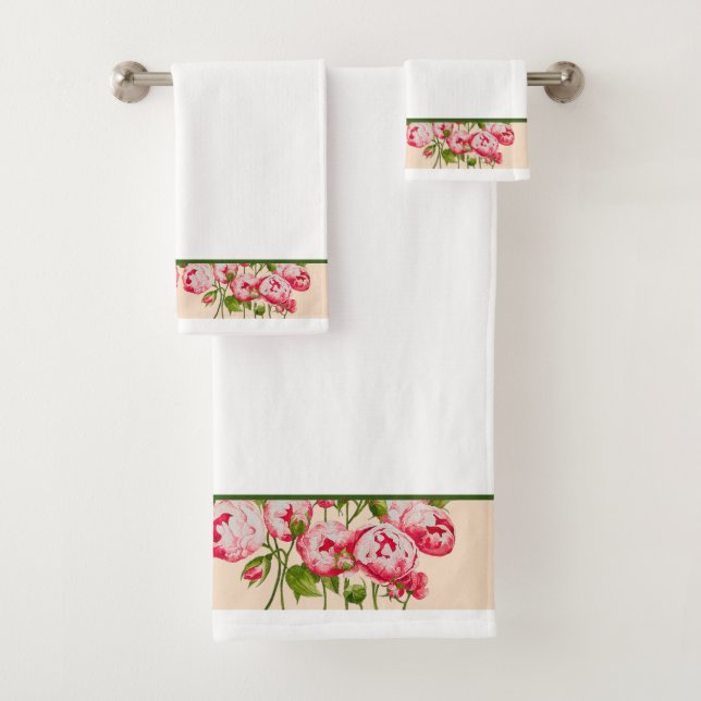 Rosy Abundance on a Bathroom Towel Set (B) (Insitu)