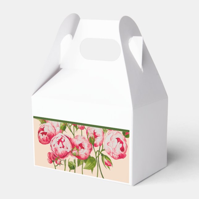 Rosy Abundance on a Gable Favor Box (Front Side)